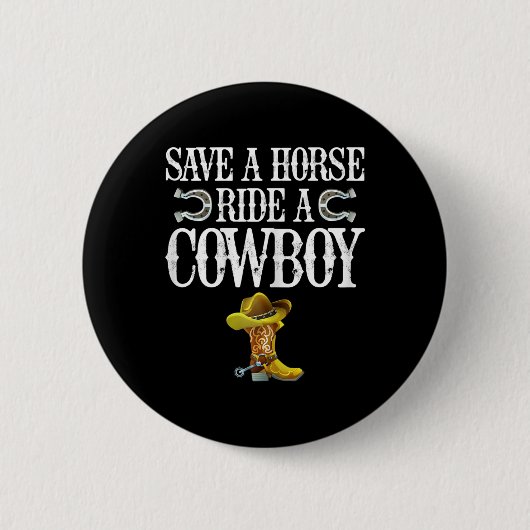 Retten Sie einen Pferdereiten einen Cowboy Button (Vorderseite)