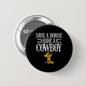 Retten Sie einen Pferdereiten einen Cowboy Button (Vorne & Hinten)