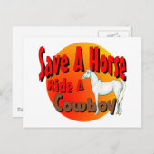 Retten Sie einen Pferdereiten einen Cowboy Postkarte (Vorne/Hinten)