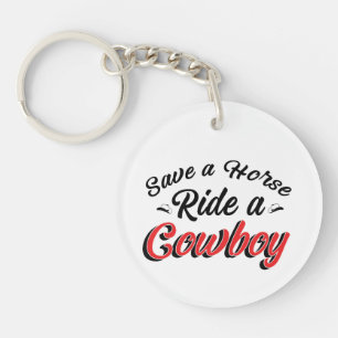 Retten Sie einen Pferdereiten einen Cowboy Schlüsselanhänger