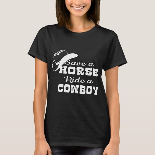 RETTEN Sie einer PFERDEfahrt ein COWBOY Damen T-Shirt (Vorderseite)