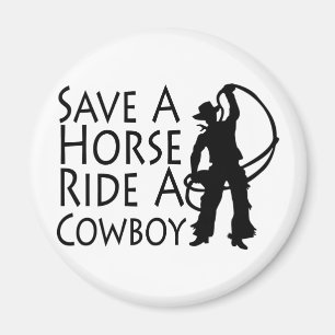 Retten Sie einer Pferdefahrt einen Cowboy 2 Magnet