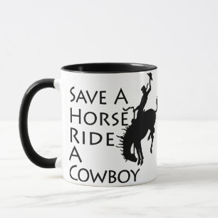 Retten Sie einer Pferdefahrt einen Cowboy Tasse