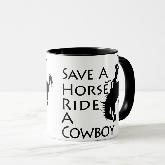 Retten Sie einer Pferdefahrt einen Cowboy Tasse (VorderseiteRechts)