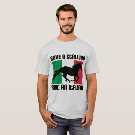 Retten Sie einer Stallions-Fahrt eine italienische T-Shirt (Vorne ganz)