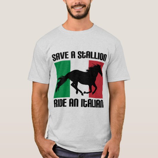 Retten Sie einer Stallions-Fahrt eine italienische T-Shirt (Vorderseite)