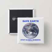 Retten Sie Erdhalt globale Erwärmung (blaue Button (Vorne & Hinten)