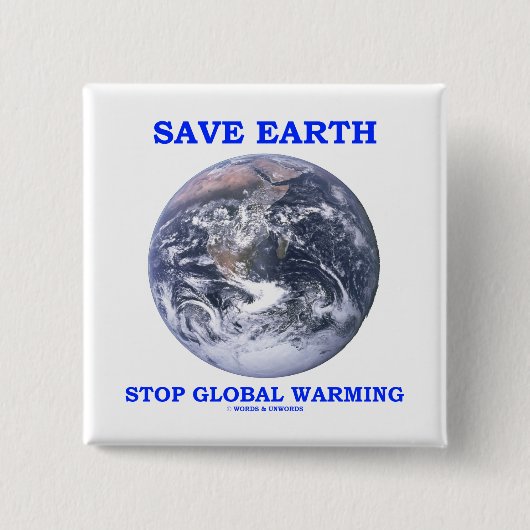 Retten Sie Erdhalt globale Erwärmung (blaue Button (Vorderseite)