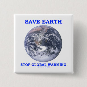 Retten Sie Erdhalt globale Erwärmung (blaue Button