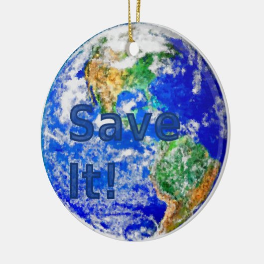 Retten Sie es! Bedecken Sie Verzierung mit Erde Keramik Ornament (Links)