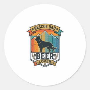 Retten Sie Papa Bierliebhaber Hund Vintage-Sonnenu Runder Aufkleber
