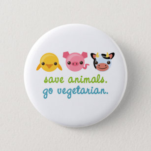 Retten Sie Tiere gehen Vegetarier Button