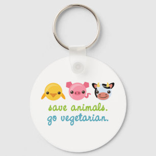 Retten Sie Tiere gehen Vegetarier Schlüsselanhänger