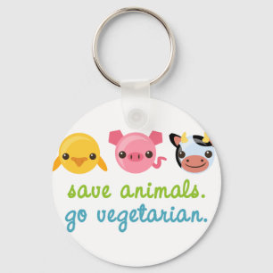 Retten Sie Tiere gehen Vegetarier Schlüsselanhänger