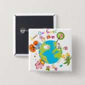 Retten Sie unser ErdAbzeichen Button (Vorne & Hinten)