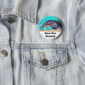 Retten Sie unsere Ozeane! Delphin-Foto-Knopf Button (Beispiel)