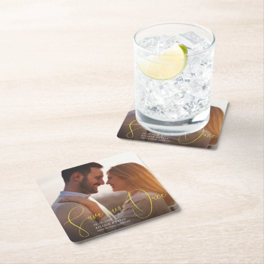 Retten Sie unseren Datum weiter entwickelten Rechteckiger Pappuntersetzer (Vor Ort)