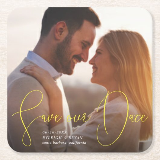 Retten Sie unseren Datum weiter entwickelten Rechteckiger Pappuntersetzer (Vorderseite)