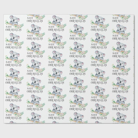 Retten Sie unseren Koala niedliches australisches Geschenkpapier (Flach)