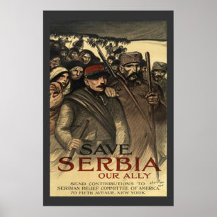 Retten Sie Vintagen Serbien-Ersten Weltkrieg Poster