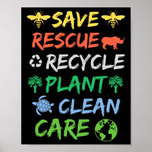 Rettend Bienenrettungstiere Recycelte Earth Day Me Poster