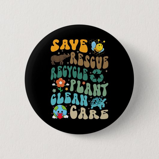 Rettend Bienenrettungstiere Recycelte Plastic Eart Button (Vorderseite)
