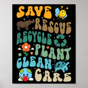 Rettend Bienenrettungstiere Recycelte Plastic Eart Poster
