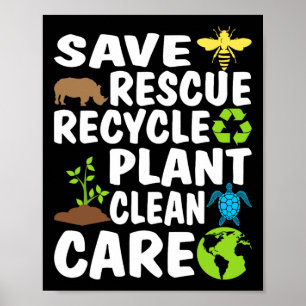 Rettend Bienenrettungstiere Recycelte Plastic Eart Poster