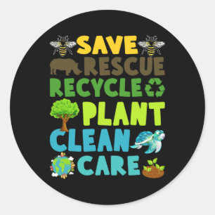 Rettend Bienenrettungstiere Recycelte Plastic Eart Runder Aufkleber