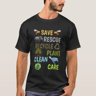 Rettend Bienenrettungstiere Recycelte Plastict Ear T-Shirt