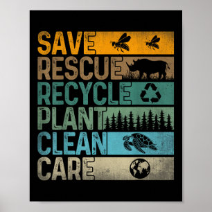 Rettend Bienenrettungstiere Recycelte Plastik-Fun- Poster