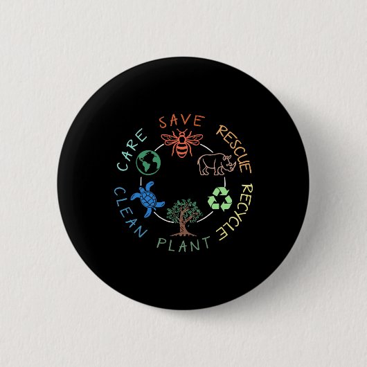 Rettend Bienenrettungstiere Recycelte Plastiktier Button (Vorderseite)