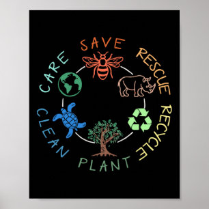 Rettend Bienenrettungstiere Recycelte Plastiktier Poster
