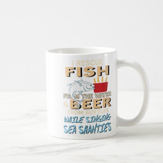 Rettend Fische und Bier beim Singen von Seeschwalb Kaffeetasse (Rechts)