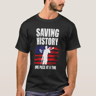 Rettend Geschichte Amerikanische Flagge US Metal D T-Shirt