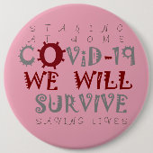 Rettend Leben Bleibe auf Zuhause Corona Virus COVI Button (Vorderseite)