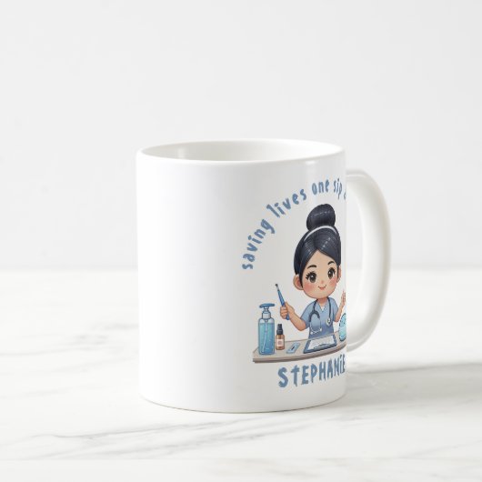 Rettend lebt eine Sippe bei einer Time Nurse Kaffe Kaffeetasse (VorderseiteRechts)