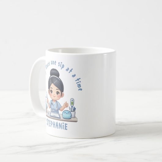 Rettend lebt eine Sippe bei einer Time Nurse Kaffe Kaffeetasse (Vorderseite Links)