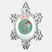 Rettend Pangoline gefährdet Tiergrün Schneeflocken Zinn-Ornament (Rechts)