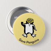 Rettend PENGUINS - Gefährdete Tiergrafik - Gelb Button (Vorne & Hinten)