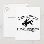 Rettend Pferd, Feuerwehrmann Postkarte (Vorne/Hinten)