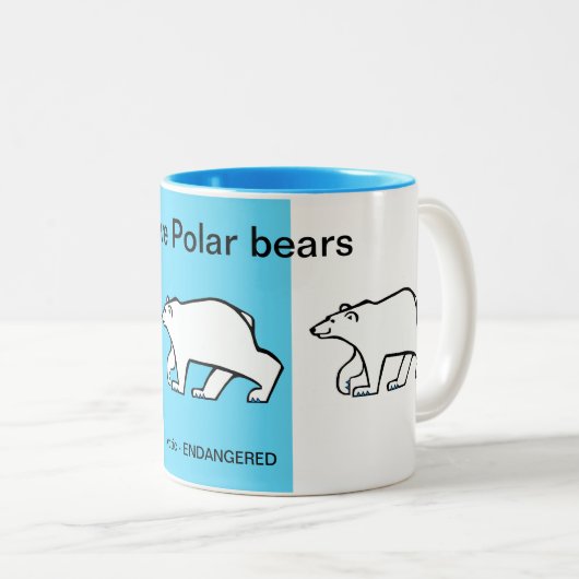 Rettend Polar-BÄREN - gefährdetes Tier - arktisch- Zweifarbige Tasse (VorderseiteRechts)