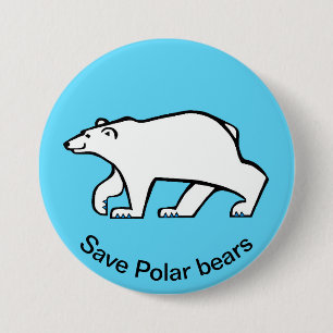 Rettend Polar-BEARS - gefährdete Tiergrafik - blau Button