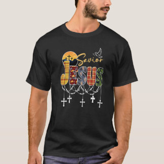Retter Jesus Christlich Faith Crosses Sunset & Pla T-Shirt