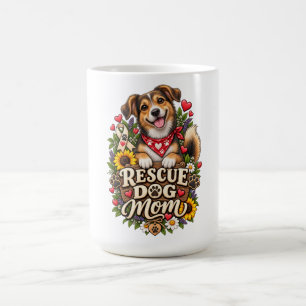 Retterhund-Mama Süßer Pfotenabdruck Florales Desig Kaffeetasse