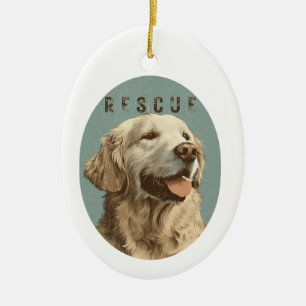 Retterhund-Porträt eines Vintage Golden Retrievers Keramik Ornament