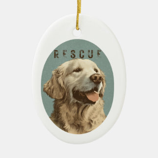 Retterhund-Porträt eines Vintage Golden Retrievers Keramik Ornament