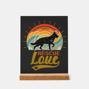 Retterliebe Hund Retro Sonnenuntergang Bäume Acrylschild