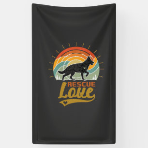 Retterliebe Hund Retro Sonnenuntergang Bäume Banner