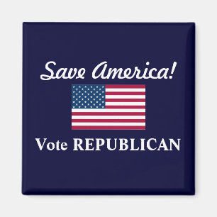Rettet Amerika!/Wählt REPUBLIKANER+US-Flagge  Magnet